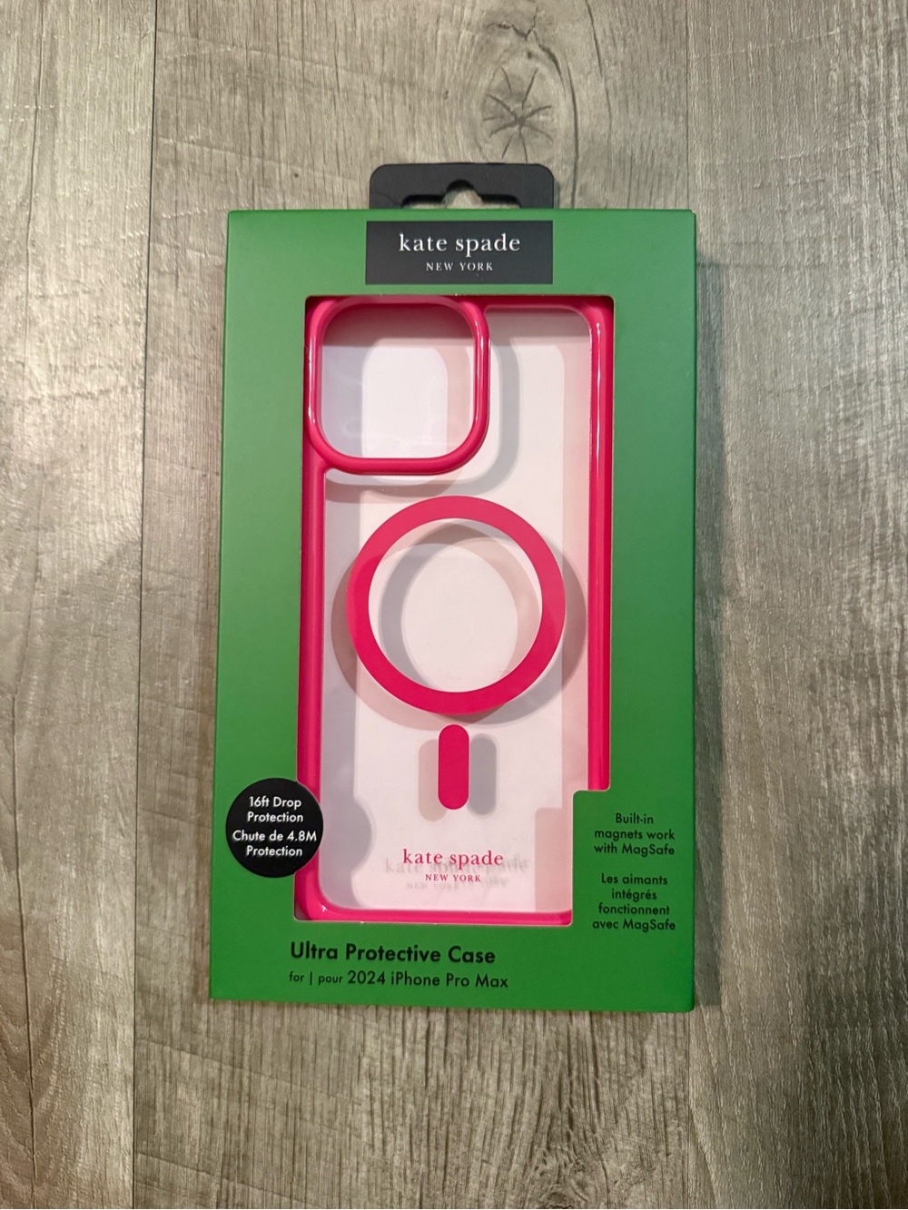 kate spade New York Hot Pink Ultra Protective iPhone Case- 16 pro max